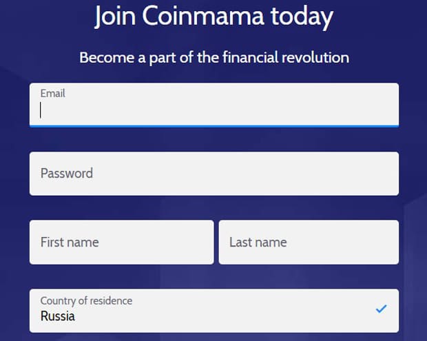 Registro en Coinmama