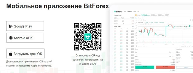 Aplicación móvil de BitForex