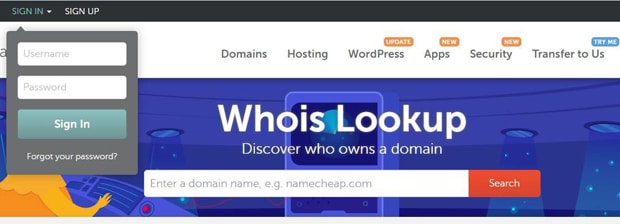namecheap.com encontrar un dominio libre