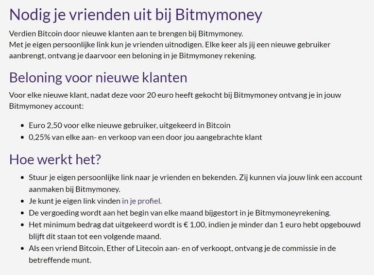 Programa de recomendación de Bitmymoney