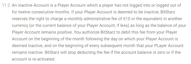 BitStarz cuenta inactiva