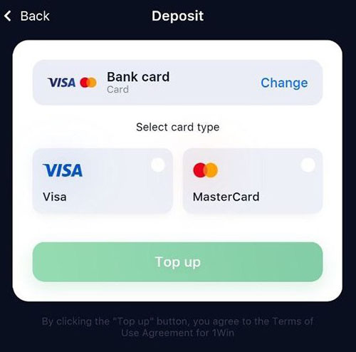 1Win App Android Depositar Tarjeta Bancaria