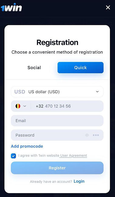 1Win App Android Registro